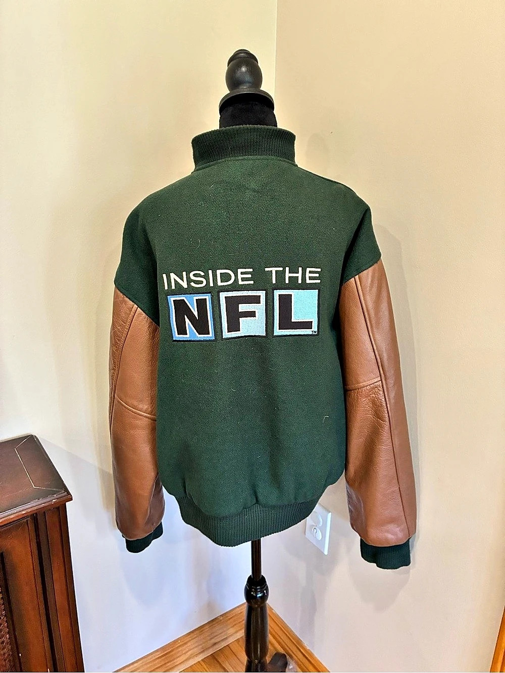Vintage rare 90s HBO Sports Inside the NFL Leather Sleeve Varsity Jacket L